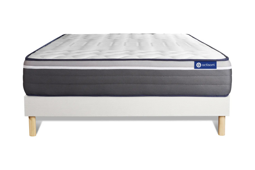 Ensemble Matelas Sommier 120x200 cm - Sommier Blanc (en kit) - Actilatex Plus