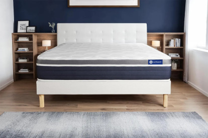 Ensemble Matelas Sommier 150x200 cm - Sommier Blanc (en kit) - Actiflex Confort