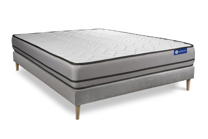 Ensemble Matelas Sommier 180x220 cm - Sommier Gris (en kit) - Actimemo Night
