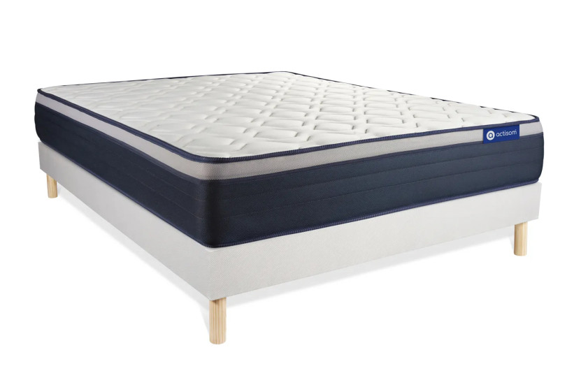 Ensemble Matelas Sommier 140x210 cm - Sommier Blanc (en kit) - Actiflex Max