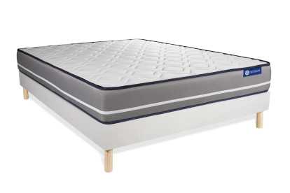 Ensemble Matelas Sommier 160x220 cm - Sommier Blanc (en kit) - Actimemo Pur