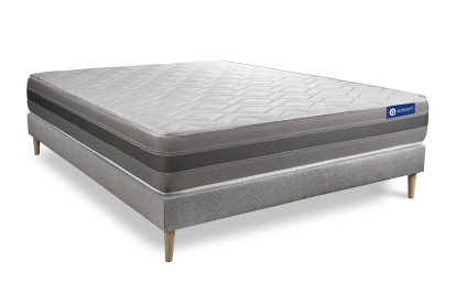 Ensemble Matelas Sommier 120x190 cm - Sommier Gris (en kit) - Actimemo Relax