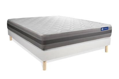 Ensemble Matelas Sommier 130x220 cm - Sommier Blanc (en kit) - Actiflex Relax