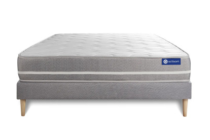Ensemble Matelas Sommier 160x210 cm - Sommier Gris (en kit) - Actimemo Touch