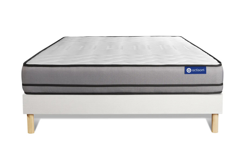 Ensemble Matelas Sommier 120x190 cm - Sommier Blanc (en kit) - Actilatex Night