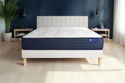 Ensemble Matelas Sommier 135x200 cm - Sommier Blanc (en kit) - Actimemo Life