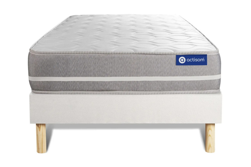 Ensemble Matelas Sommier 90x200 cm - Sommier Blanc (en kit) - Actimemo Touch