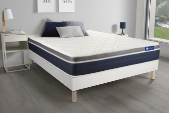 Ensemble Matelas Sommier 120x195 cm - Sommier Blanc (en kit) - Actilatex Confort