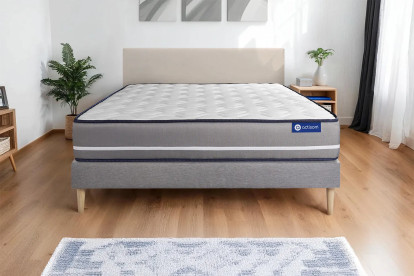 Ensemble Matelas Sommier 180x210 cm - Sommier Gris (en kit) - Actimemo Pur