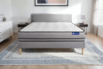 Ensemble Matelas Sommier 120x195 cm - Sommier Gris (en kit) - Actimemo Night
