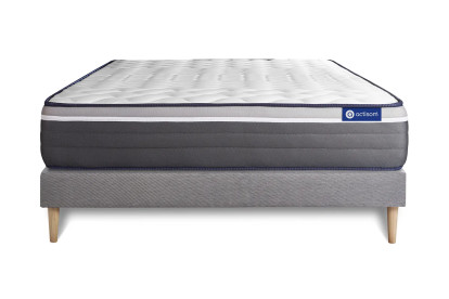 Ensemble Matelas Sommier 120x195 cm - Sommier Gris (en kit) - Actiflex Plus