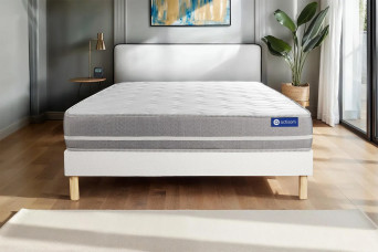 Ensemble Matelas Sommier 130x220 cm - Sommier Blanc (en kit) - Actimemo Touch