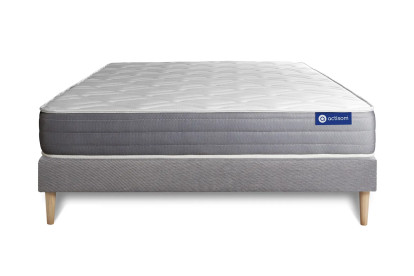 Ensemble Matelas Sommier 150x195 cm - Sommier Gris (en kit) - Actimemo Dream