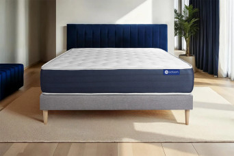 Ensemble Matelas Sommier 130x210 cm - Sommier Gris (en kit) - Actiflex Sleep