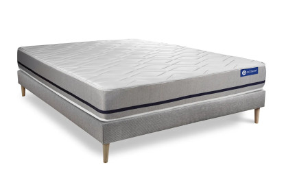 Ensemble Matelas Sommier 135x200 cm - Sommier Gris (en kit) - Actiflex Soft