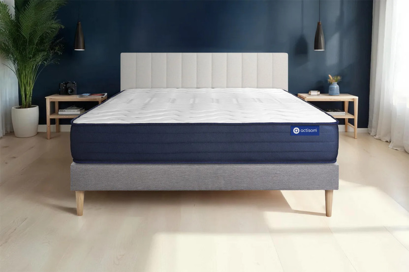 Ensemble Matelas Sommier 180x220 cm - Sommier Gris (en kit) - Actimemo Life