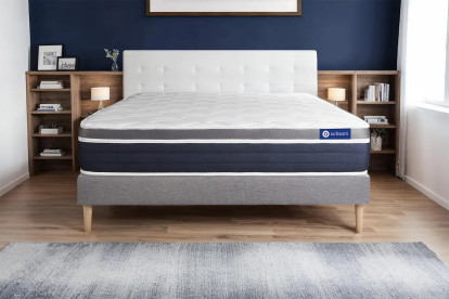 Ensemble Matelas Sommier 180x210 cm - Sommier Gris (en kit) - Actiflex Confort