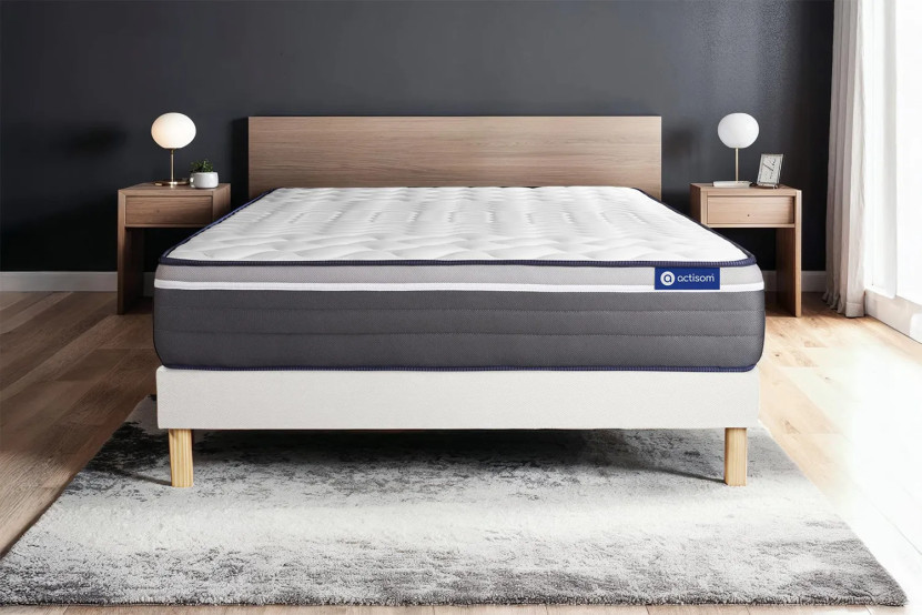 Ensemble Matelas Sommier 90x190 cm - Sommier Blanc (en kit) - Actiflex Plus