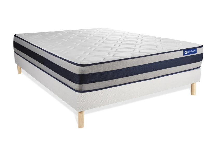 Ensemble Matelas Sommier 180x220 cm - Sommier Blanc (en kit) - Actilatex Ergo