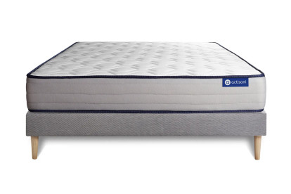 Ensemble Matelas Sommier 140x220 cm - Sommier Gris (en kit) - Actilatex Form