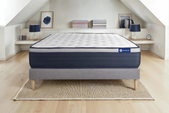 Ensemble Matelas Sommier 180x190 cm - Sommier Gris (en kit) - Actimemo Max