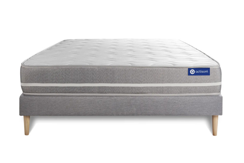 Ensemble Matelas Sommier 120x200 cm - Sommier Gris (en kit) - Actiflex Touch
