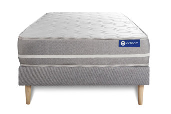 Ensemble Matelas Sommier 90x200 cm - Sommier Gris (en kit) - Actimemo Touch