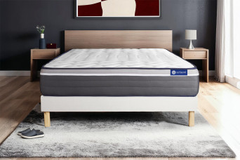 Ensemble Matelas Sommier 120x200 cm - Sommier Blanc (en kit) - Actilatex Plus