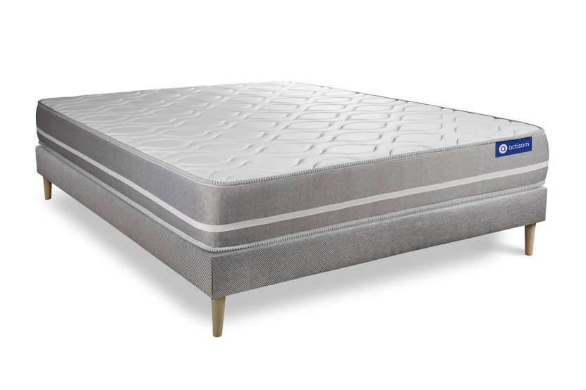 Ensemble Matelas Sommier 120x210 cm - Sommier Gris (en kit) - Actimemo Touch