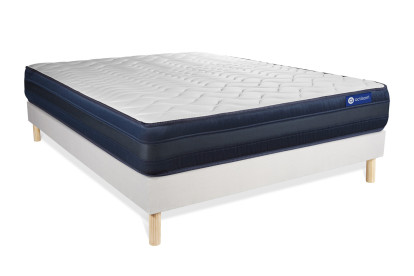 Ensemble Matelas Sommier 140x190 cm - Sommier Blanc (en kit) - Actiflex Tech