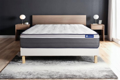 Ensemble Matelas Sommier 140x190 cm - Sommier Blanc (en kit) - Actiflex Plus