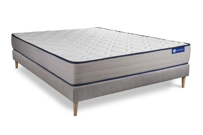 Ensemble Matelas Sommier 140x220 cm - Sommier Gris (en kit) - Actilatex Form