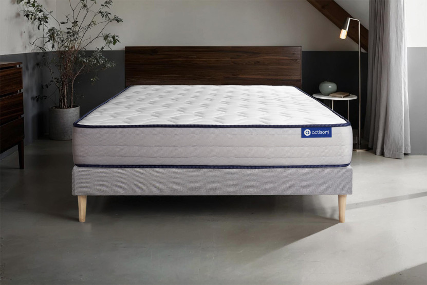 Ensemble Matelas Sommier 90x190 cm - Sommier Gris (en kit) - Actiflex Form