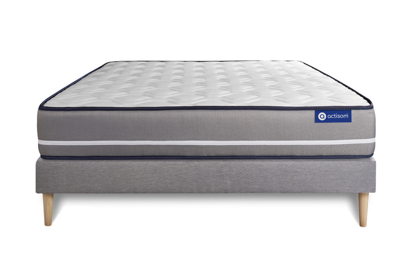 Ensemble Matelas Sommier 120x220 cm - Sommier Gris (en kit) - Actilatex Pur