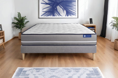 Ensemble Matelas Sommier 180x210 cm - Sommier Gris (en kit) - Actilatex Pur