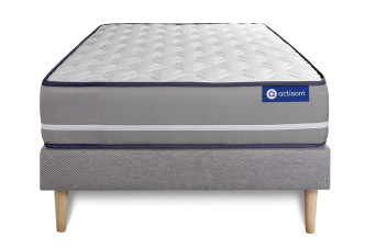 Ensemble Matelas Sommier 90x190 cm - Sommier Gris (en kit) - Actimemo Pur