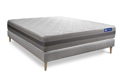 Ensemble Matelas Sommier 135x200 cm - Sommier Gris (en kit) - Actilatex Relax