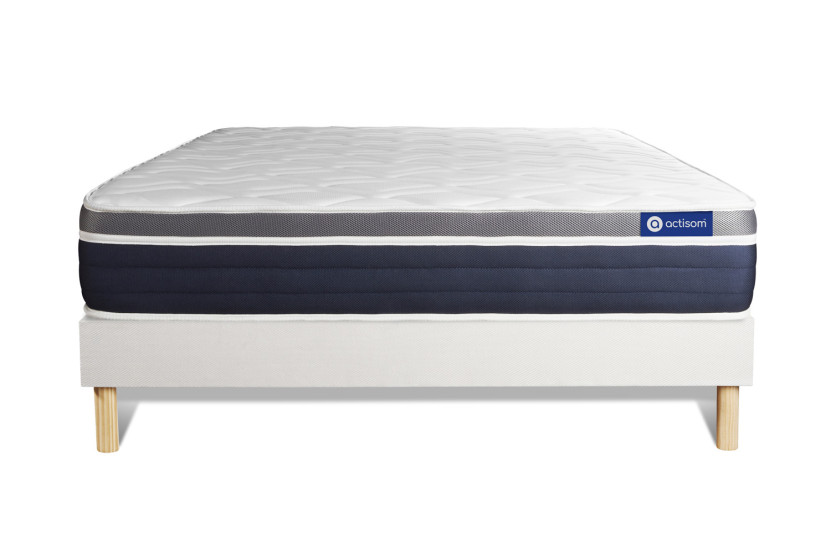 Ensemble Matelas Sommier 180x220 cm - Sommier Blanc (en kit) - Actiflex Confort