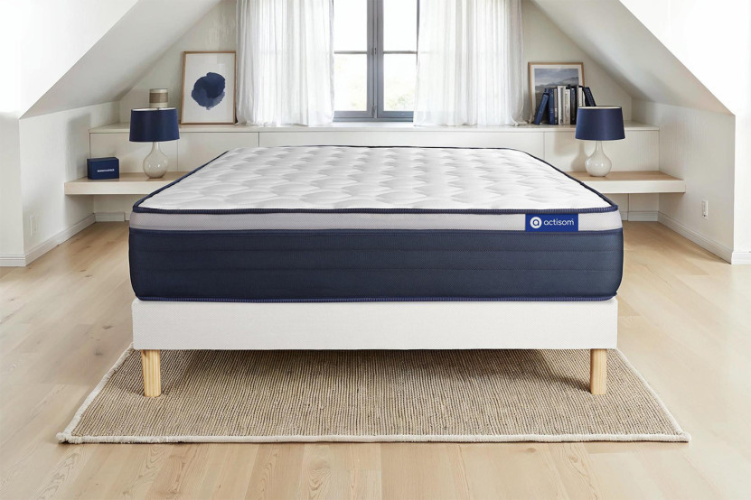 Ensemble Matelas Sommier 160x190 cm - Sommier Blanc (en kit) - Actiflex Max