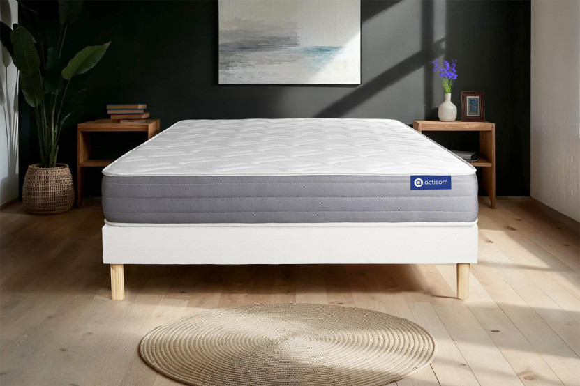 Ensemble Matelas Sommier 120x200 cm - Sommier Blanc (en kit) - Actilatex Dream