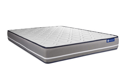 Ensemble Matelas Sommier 130x190 cm - Sommier Blanc (en kit) - Actimemo Pur