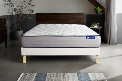 Ensemble Matelas Sommier 180x190 cm - Sommier Blanc (en kit) - Actimemo Form