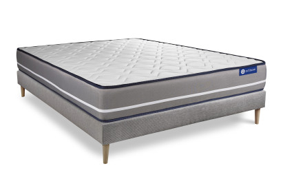 Ensemble Matelas Sommier 180x210 cm - Sommier Gris (en kit) - Actilatex Pur