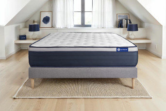 Ensemble Matelas Sommier 130x200 cm - Sommier Gris (en kit) - Actiflex Max