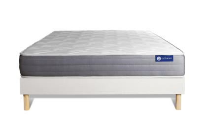 Ensemble Matelas Sommier 130x220 cm - Sommier Blanc (en kit) - Actimemo Dream