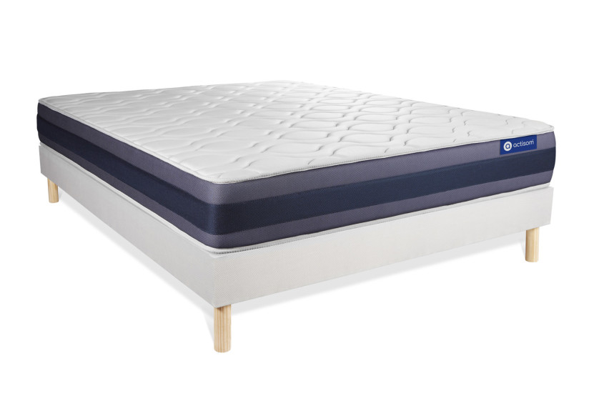 Ensemble Matelas Sommier 120x195 cm - Sommier Blanc (en kit) - Actimemo Morpho