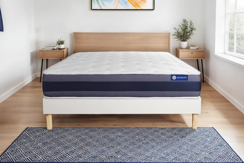 Ensemble Matelas Sommier 180x220 cm - Sommier Blanc (en kit) - Actimemo Morpho
