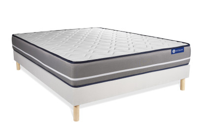 Ensemble Matelas Sommier 130x200 cm - Sommier Blanc (en kit) - Actiflex Pur