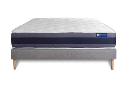 Ensemble Matelas Sommier 140x200 cm - Sommier Gris (en kit) - Actiflex Morpho