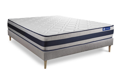 Ensemble Matelas Sommier 160x200 cm - Sommier Gris (en kit) - Actilatex Ergo